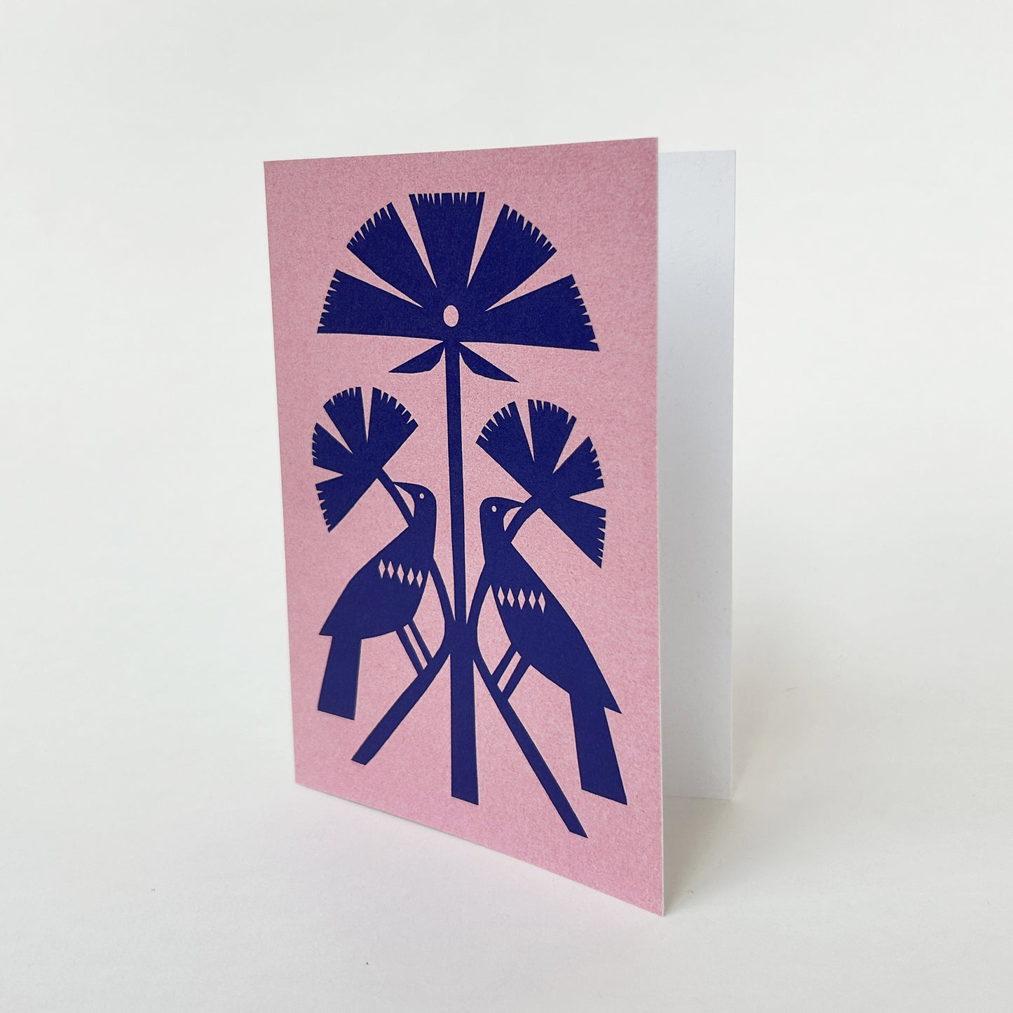 Blue Papercut Bird Greetings Card