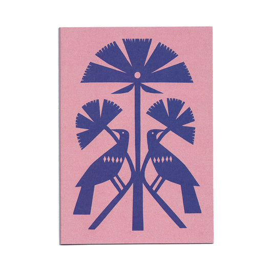 Blue Papercut Bird Greetings Card