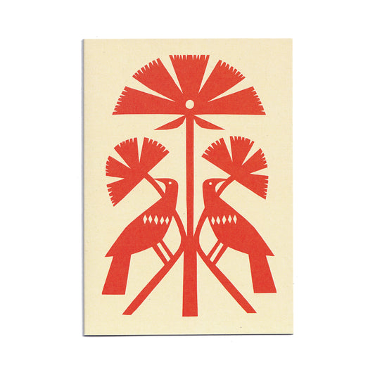 Red Papercut Bird Greetings Card